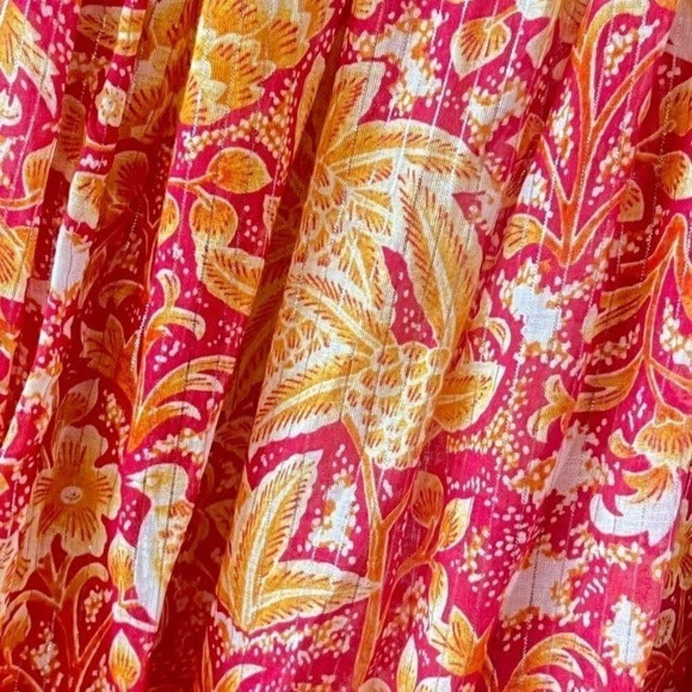 ANTHROPOLOGIE Harem Sleeveless Jumpsuit Mutil Orange Floral Boho Size XL NEW - Picture 4 of 12